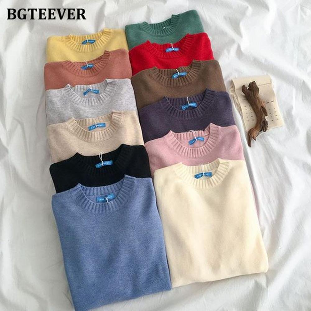 womens sweaters bgteever autumn winter basic knitted sweater for women