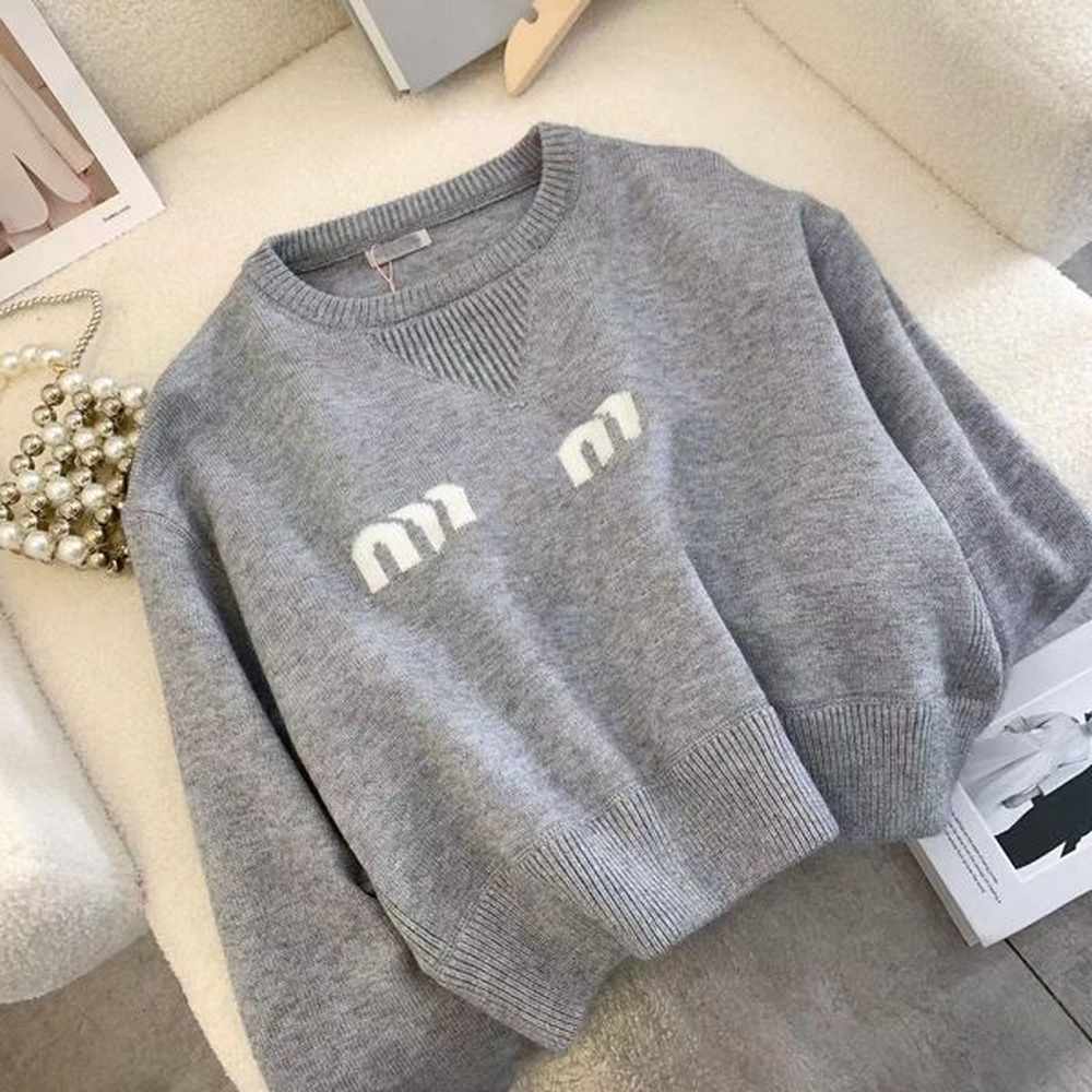 womens sweaters designers crewneck alphabet jacquard stretch knit short longsleeved