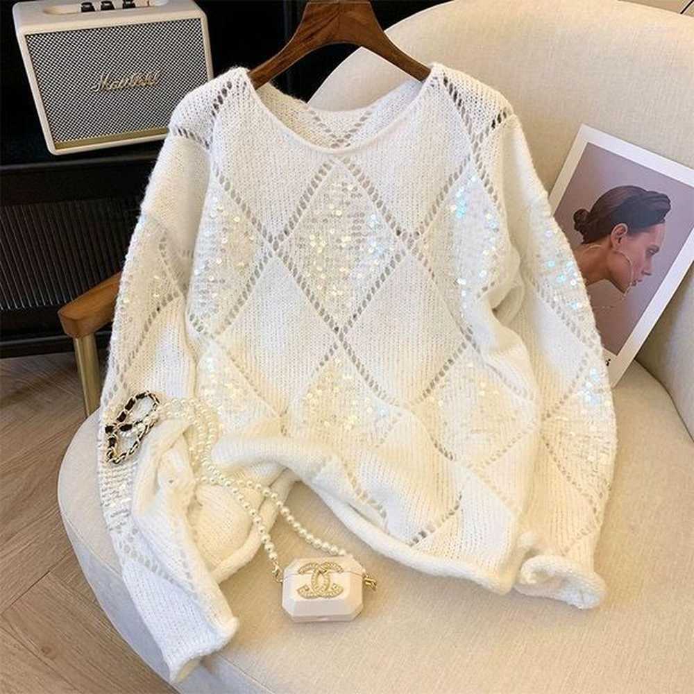 womens sweaters european heavy industry sequins loose allmatch sweater autumn