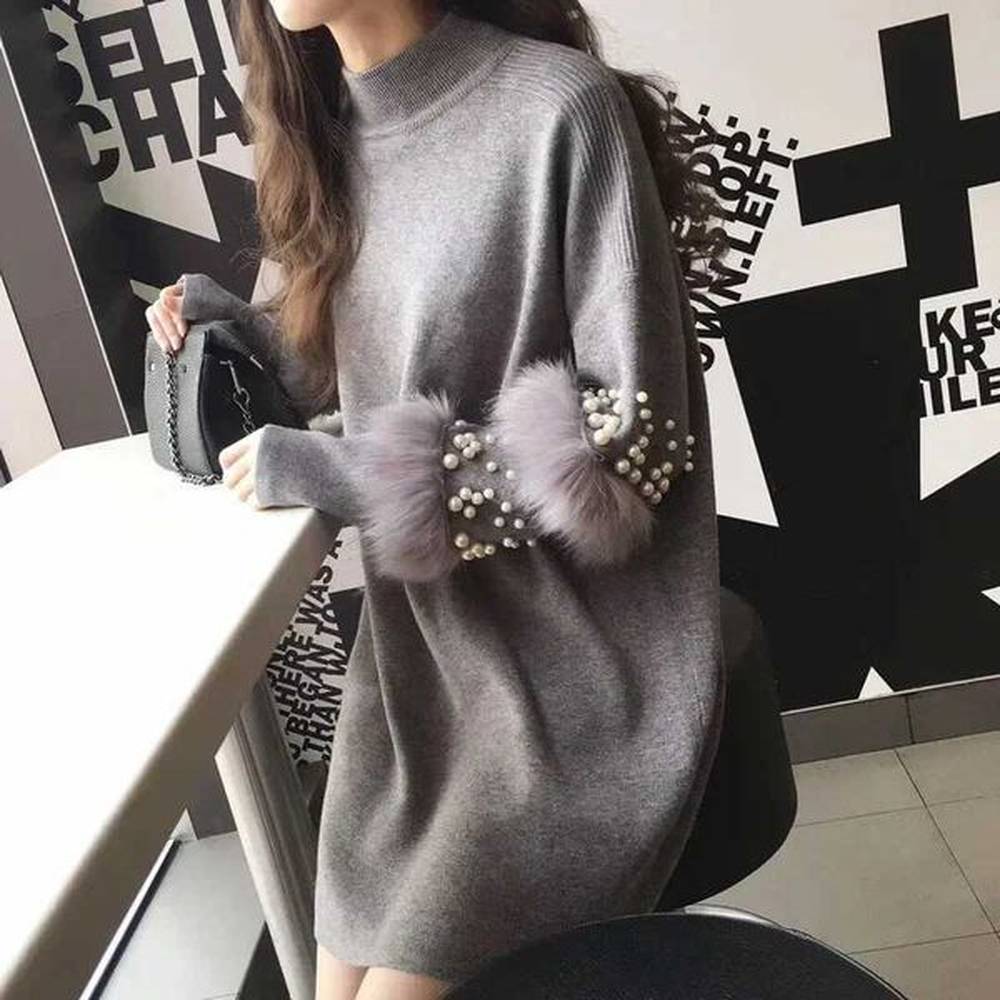 womens sweaters fashionable womens turtle neck bead pulled pearl loose