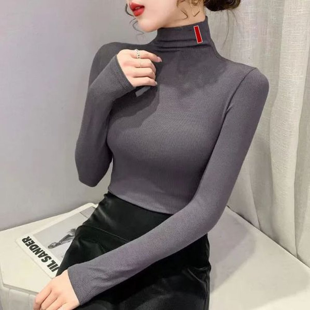 womens sweaters high neck turtleneck shirt woman sweater blouse shirts