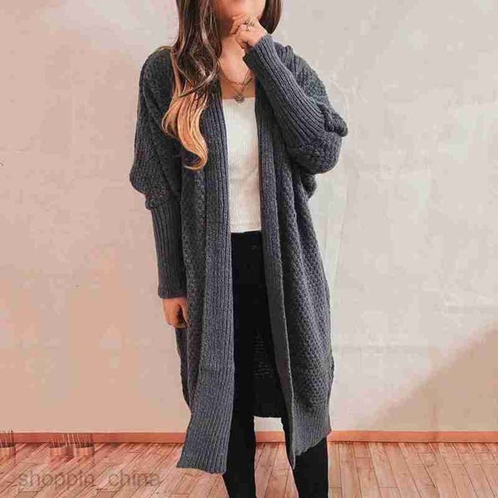 womens sweaters loose solid bat sleeve scarf collar lapel knitted