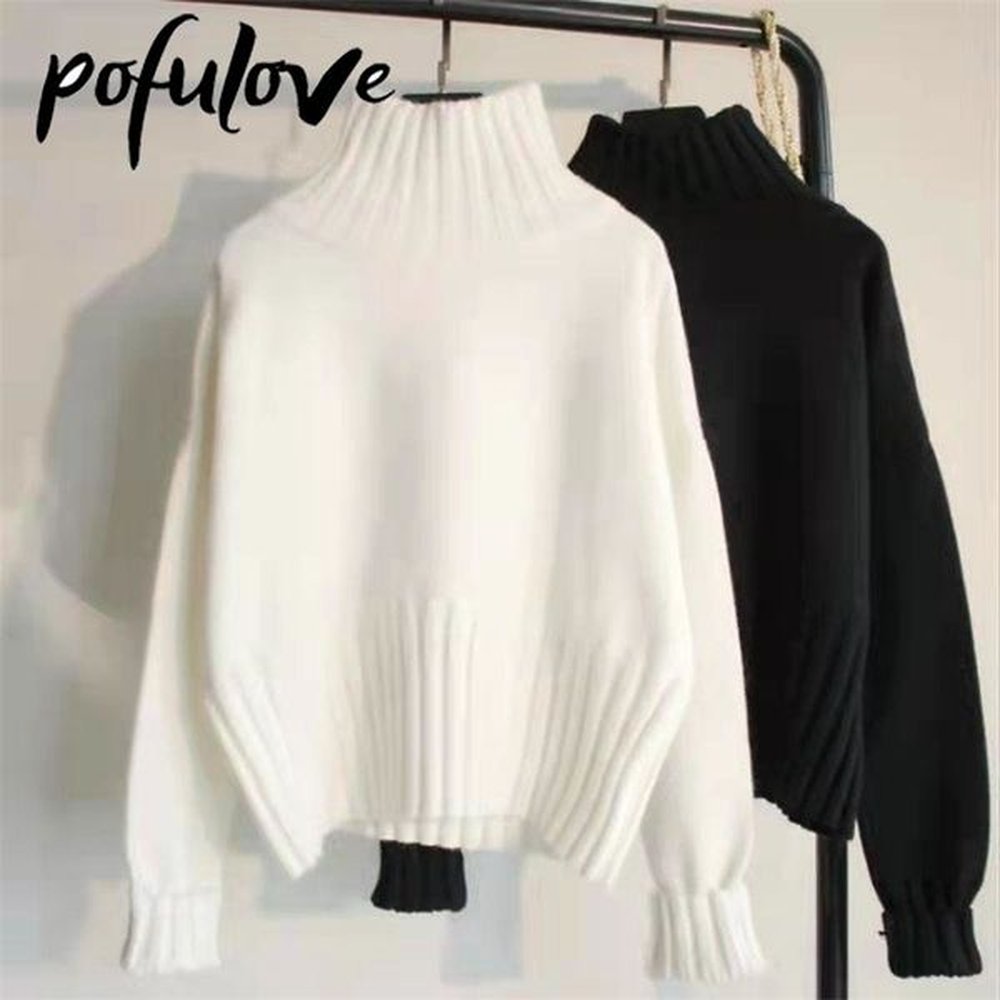 womens sweaters turtleneck pullover knitted jumpers soft white black women