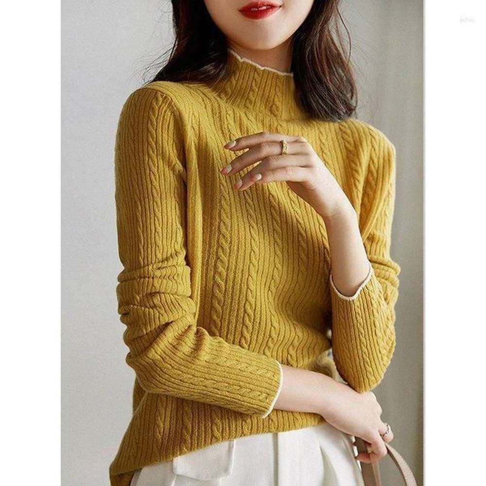 womens sweaters vintage fashion autumn winter half high neck sweater