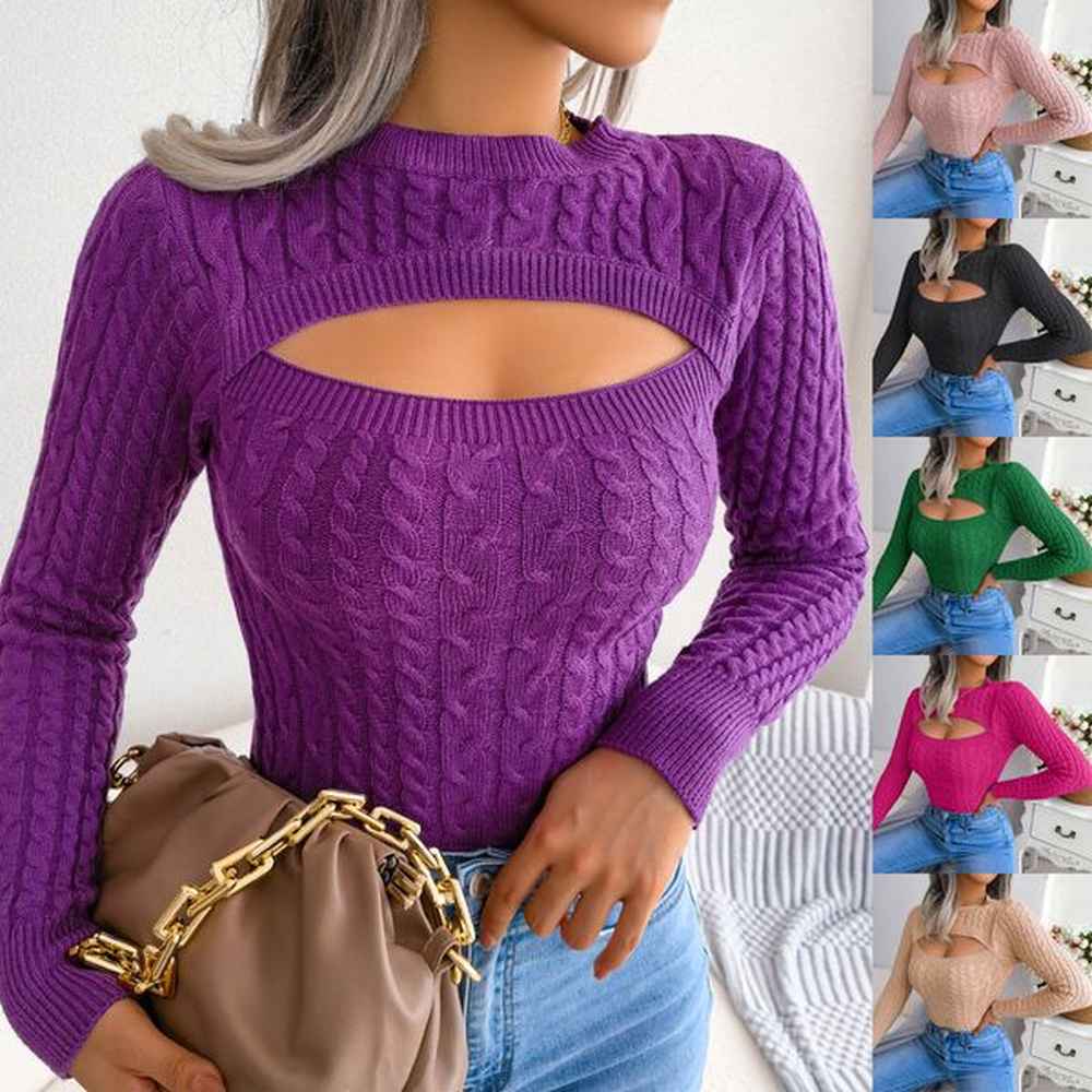 womens sweaters women fall winter fashion cutout twist long