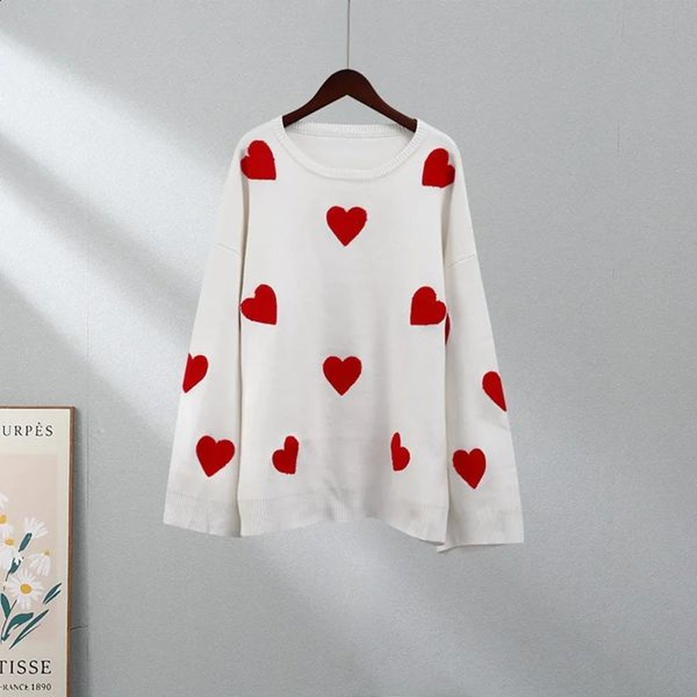 womens sweaters women love heart sweaters oversized o neck autumn
