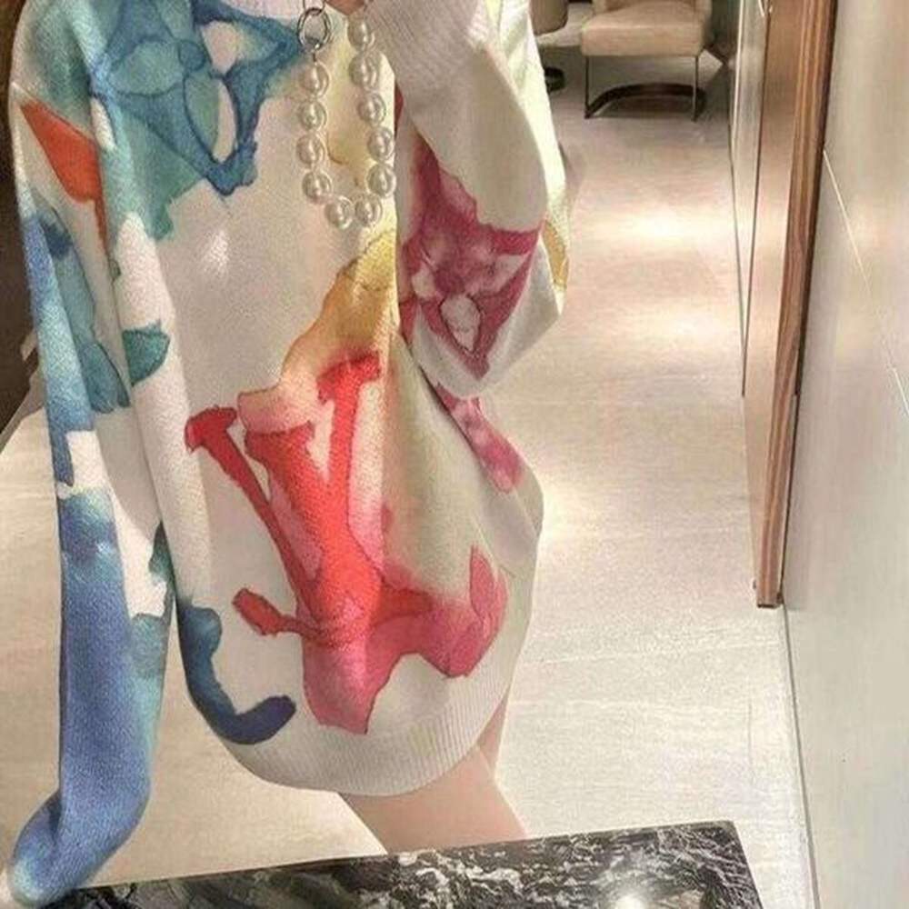 womens sweaters womens sweaters watercolor graffiti sweater loose long thin