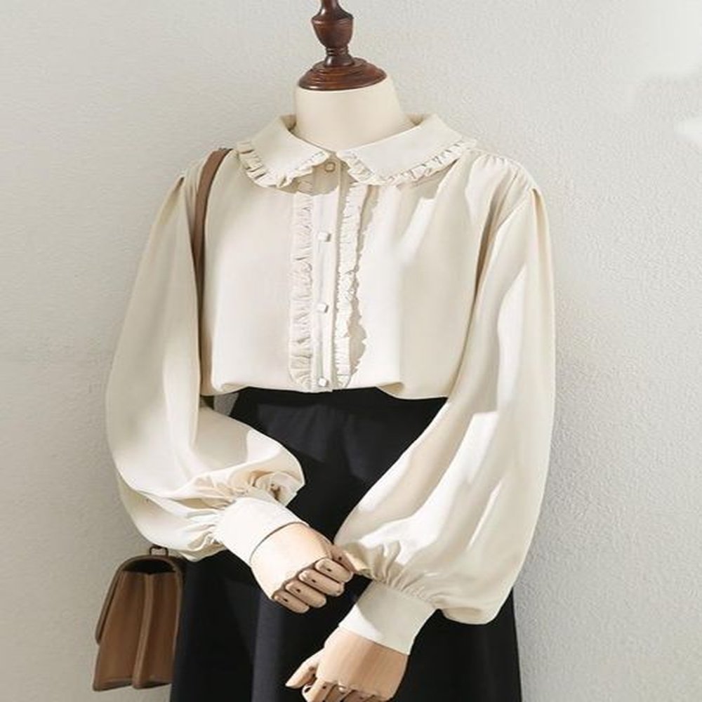 womens sweet kawaii blouses cute ruffles lolita blouse long sleeve