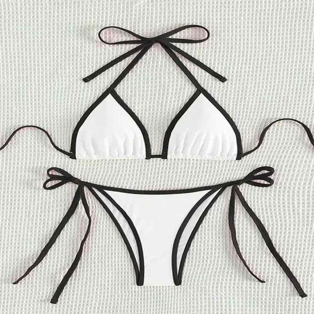 womens swimwear contrasting colors string micro thong bikini set sexy