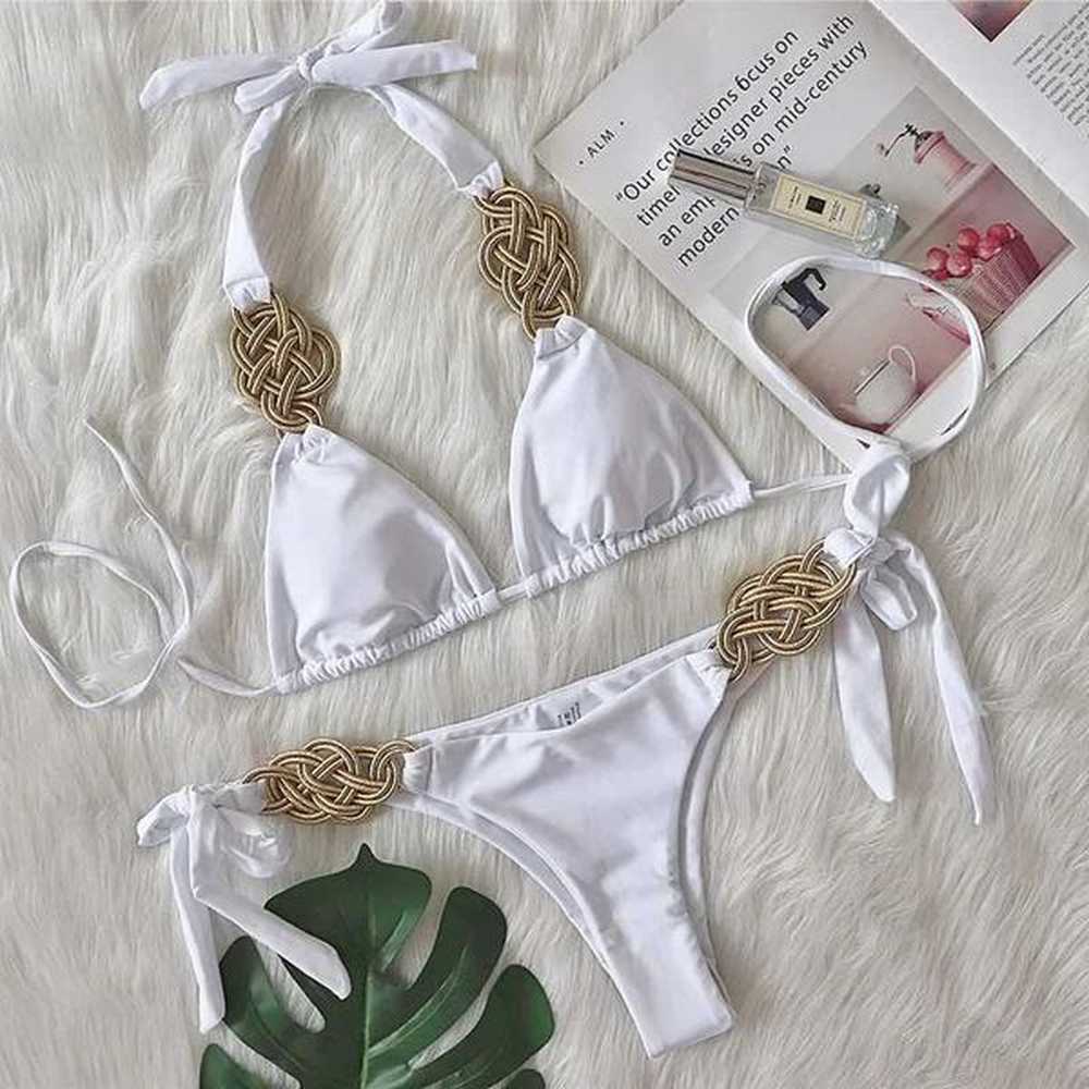womens swimwear para praia sexy hand knitted bikini push