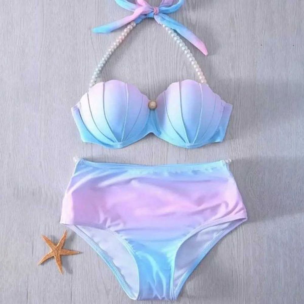 womens swimwear pieceset split bikini gradient shell appearance twopiece high