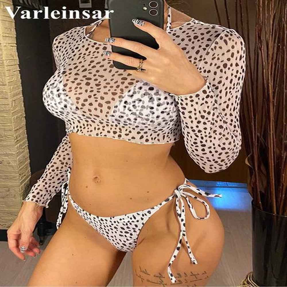 womens swimwear s xxl leopard printed long sleeve bikini women