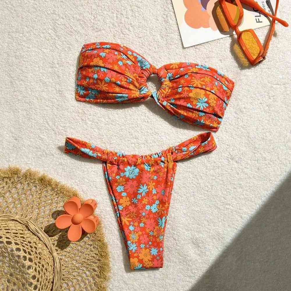 womens swimwear sexy mini print bandeau bikini set new