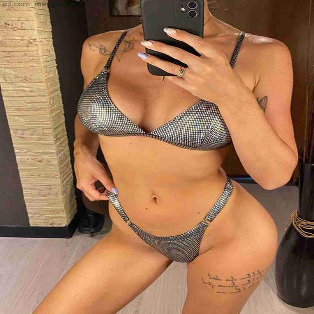 womens swimwear sxl sexy shiny sequins long leg cut bikini