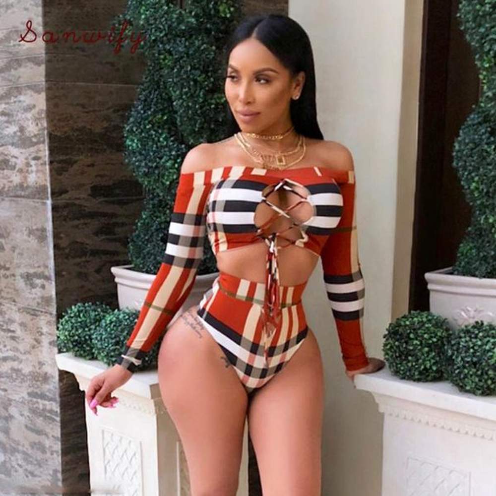 womens swimwear thong swimsuit print bandage women tankini long