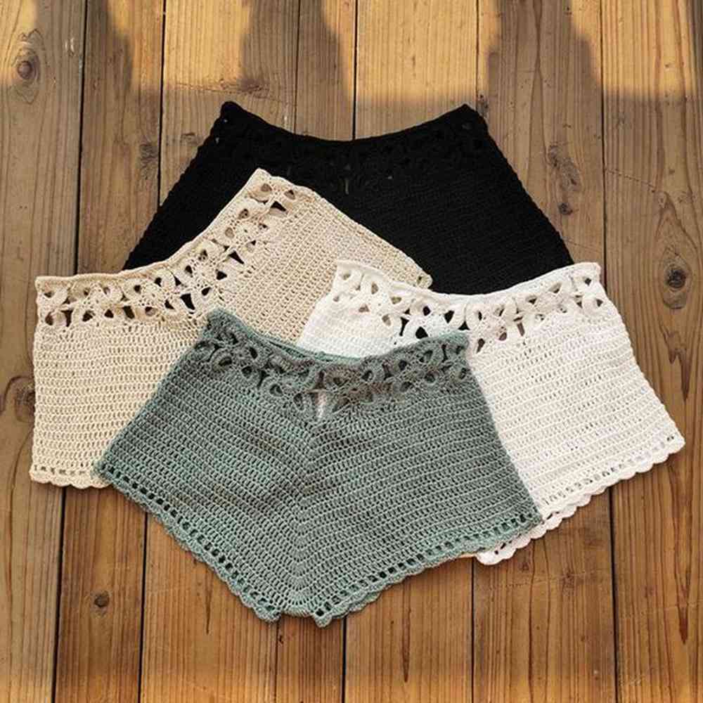 womens swimwear women summer crochet swim shorts knit hollow out