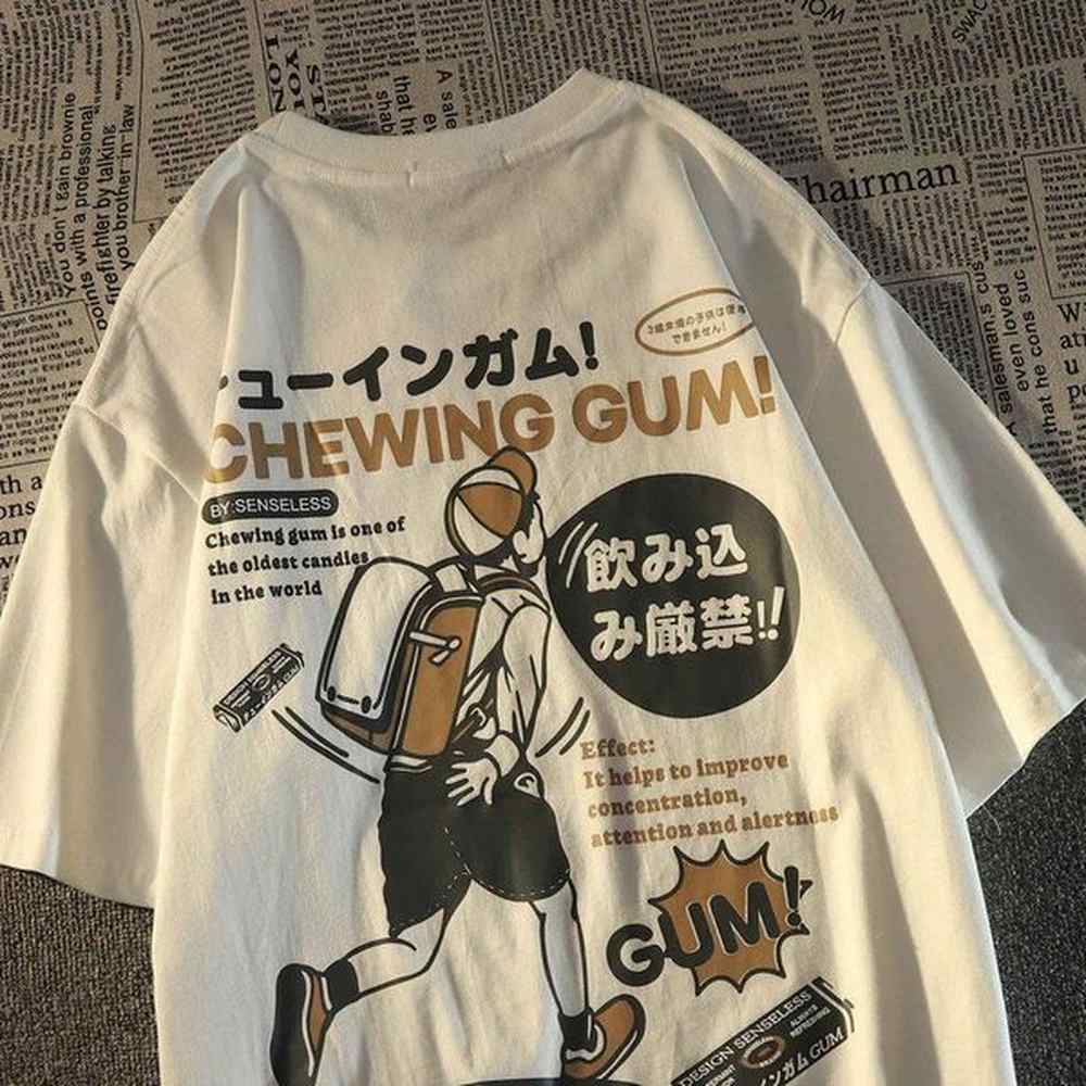 womens t shirt kaus lengan pendek cetak label mode kartun