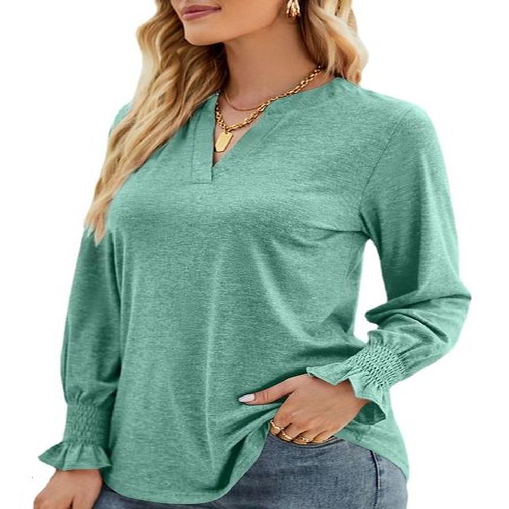 womens t shirt women long sleeve solid v neck pullover