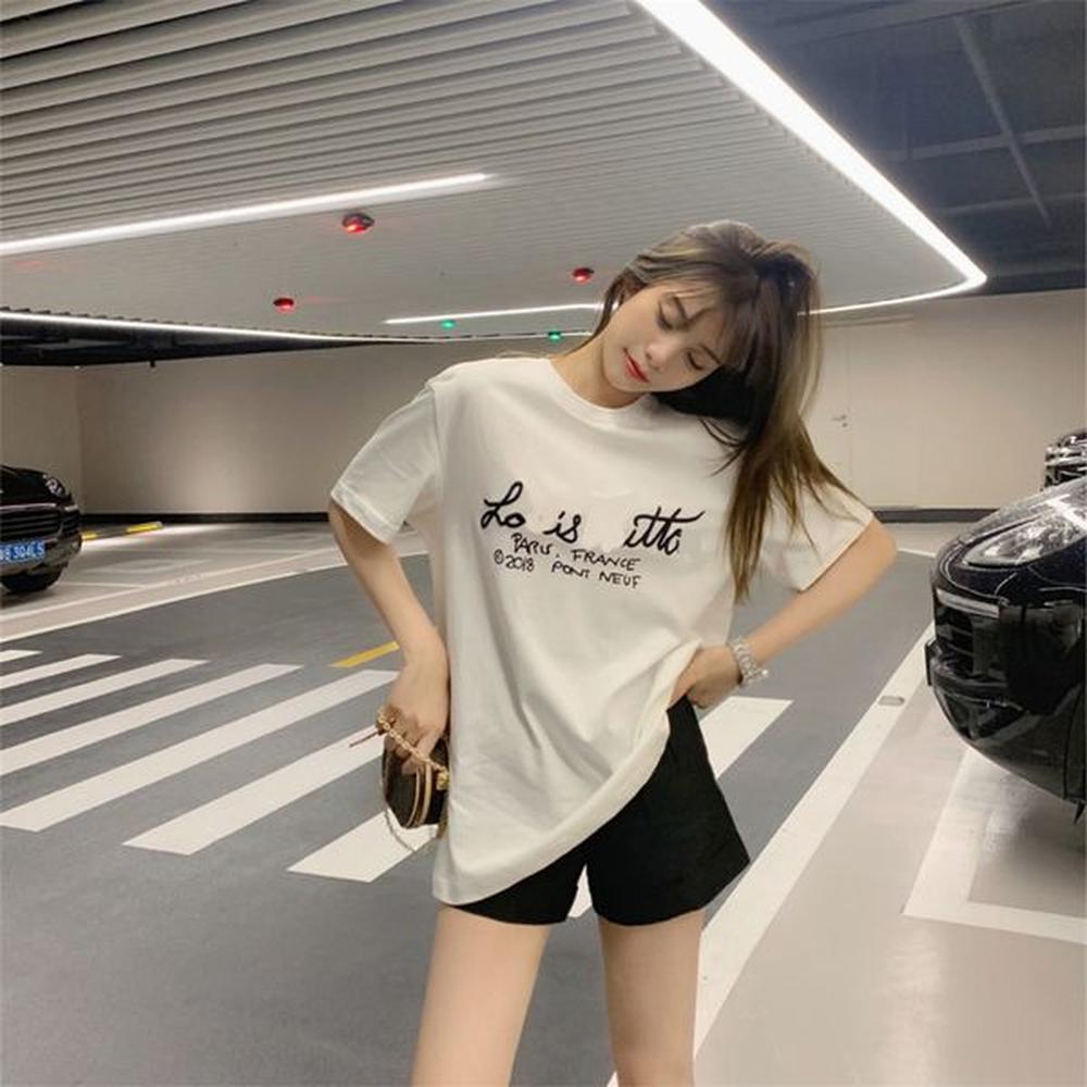 womens t shirts designer letter tshirt Cotton Round Neck Printing quick drying anti wrinkle men spring summer high loose trend heat press ma