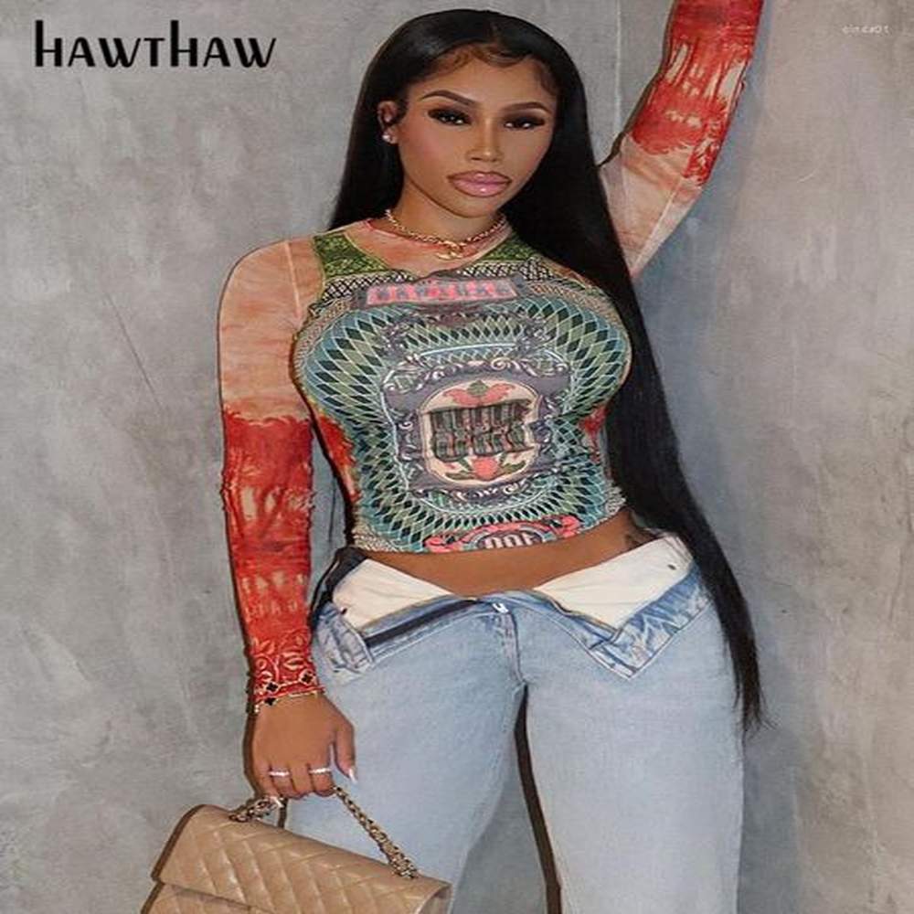 womens t shirts hawthaw women long sleeve graphic mesh see