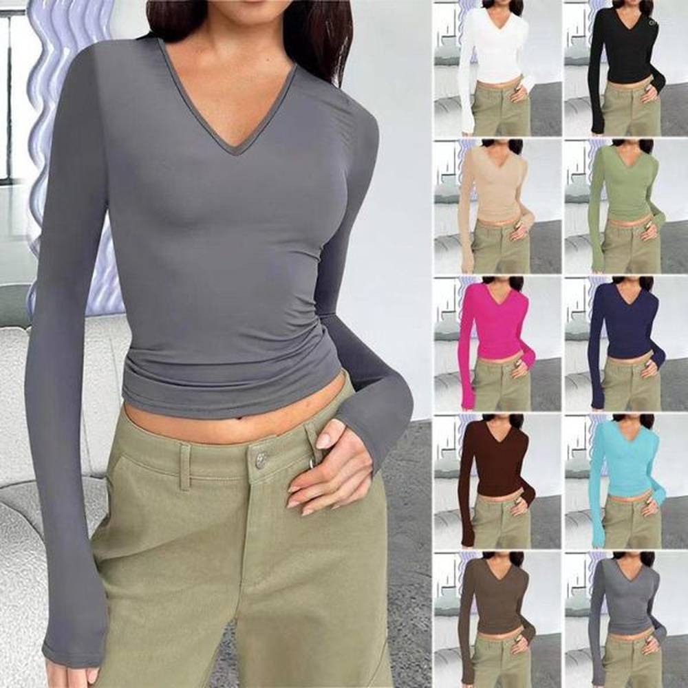 womens t shirts women sexy cropped tops v neck long