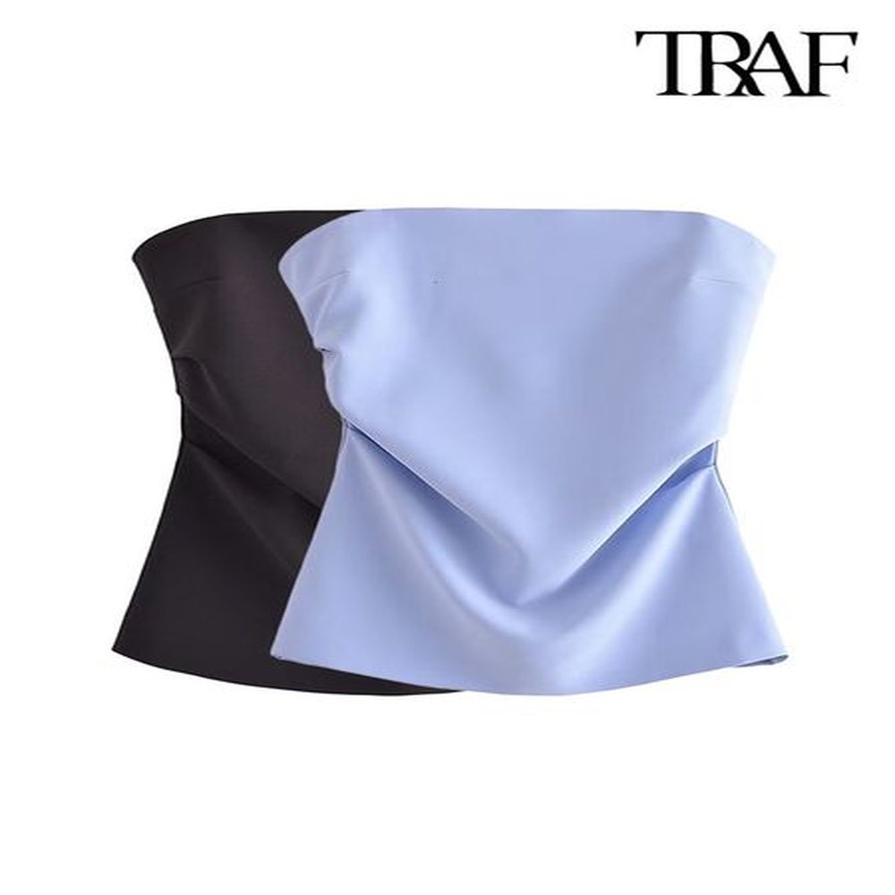 womens tanks camis traf women fashion draped strapless bustier tops