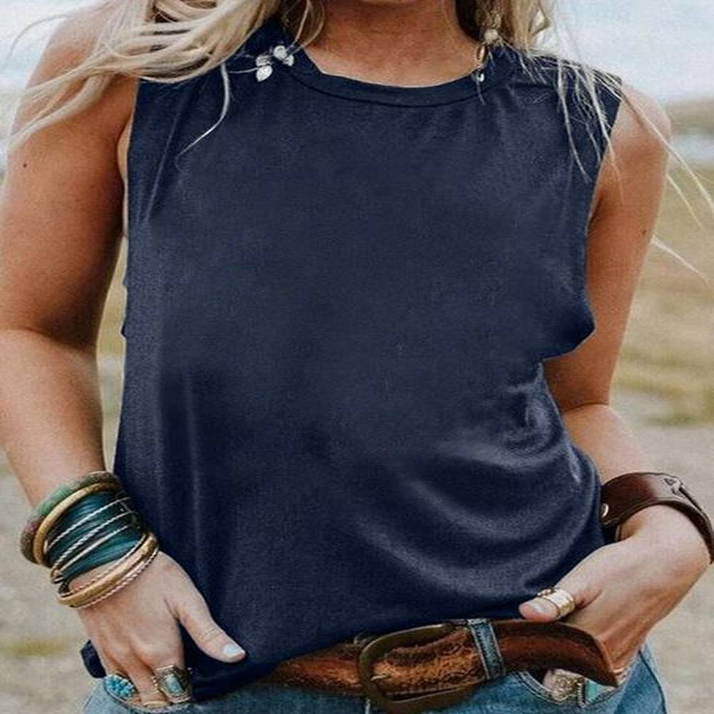 womens tanks no print tank top summer sleevele tee women