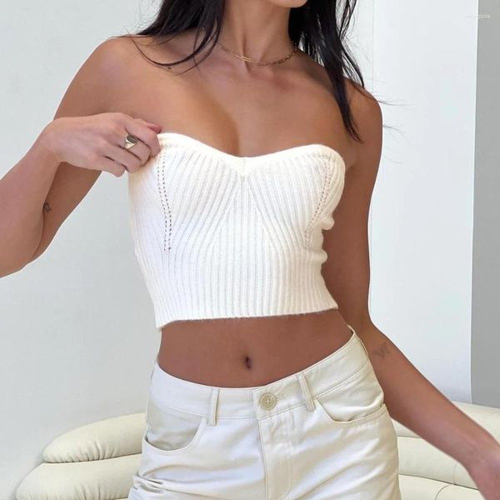 womens tanks sexy babes tight bandeau knit cutout wool top
