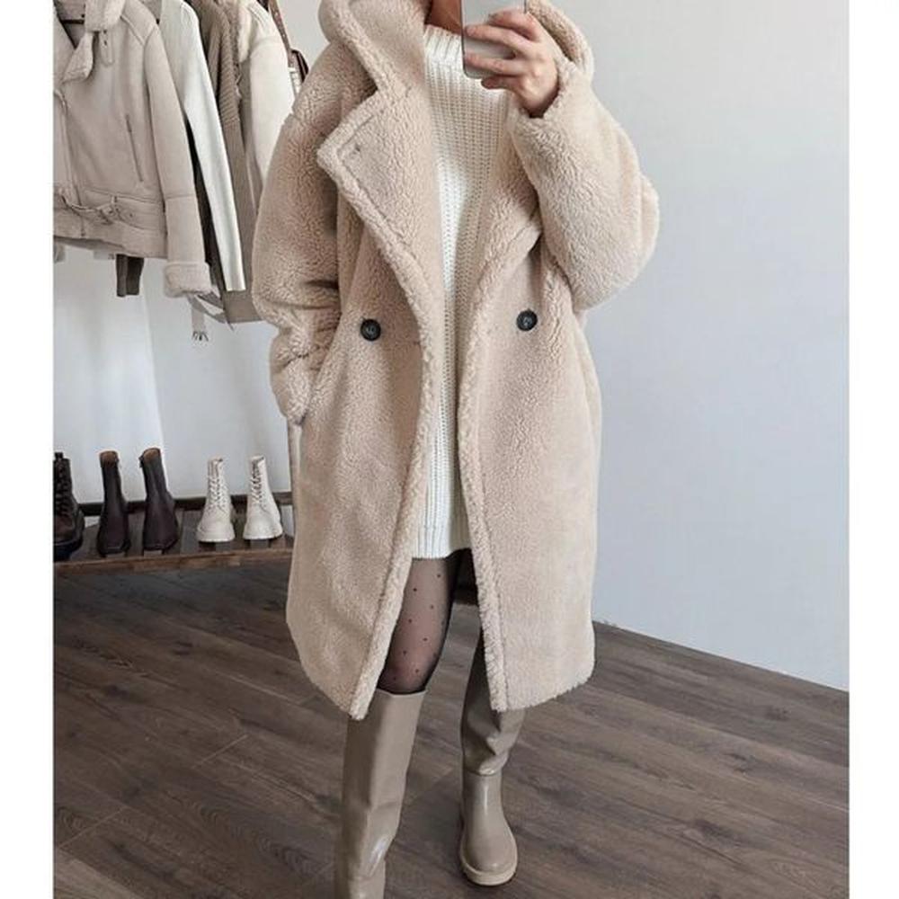 womens teddy bear thick artificial fur winter retro cut long