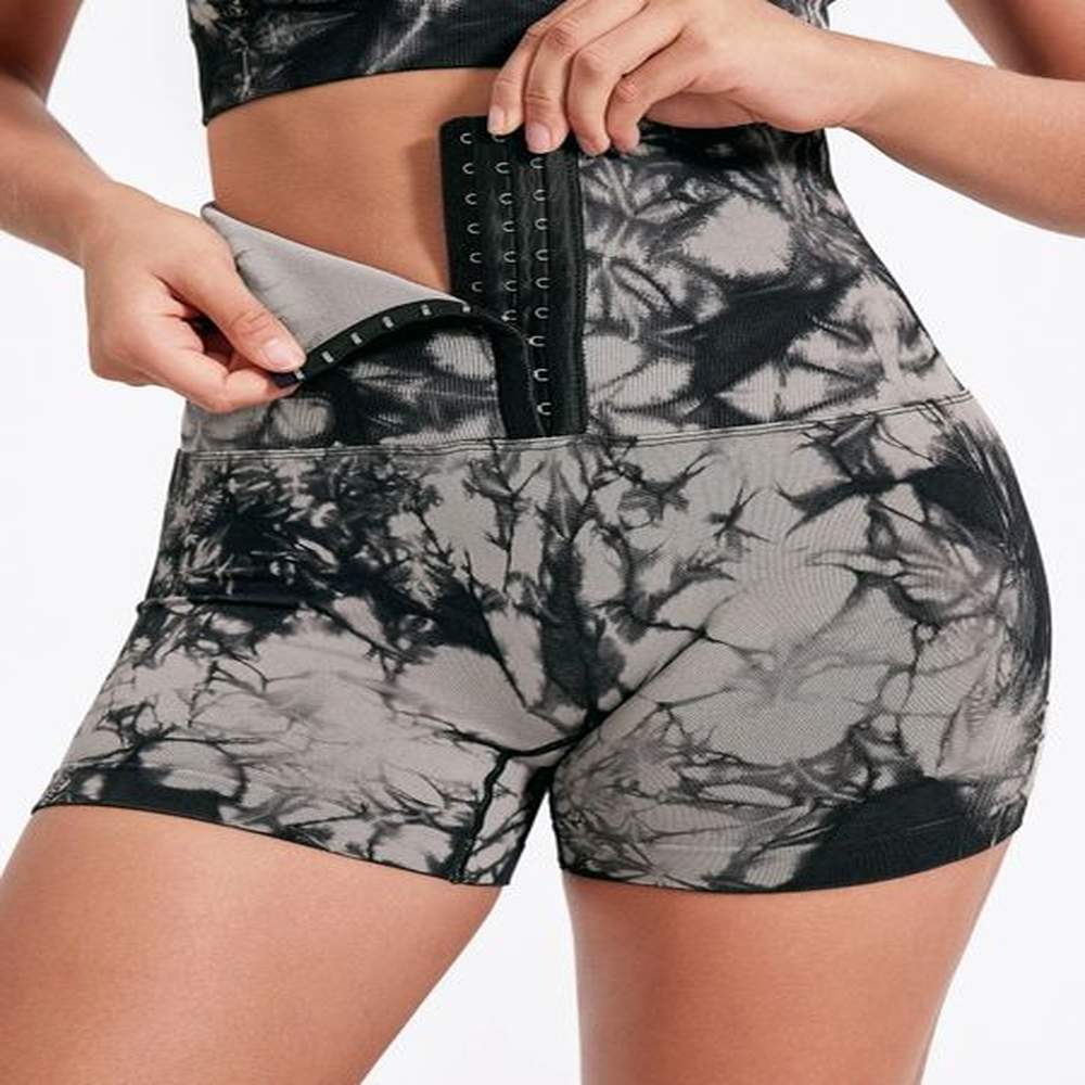 womens tie dye high waisted shorts for summer seamless running