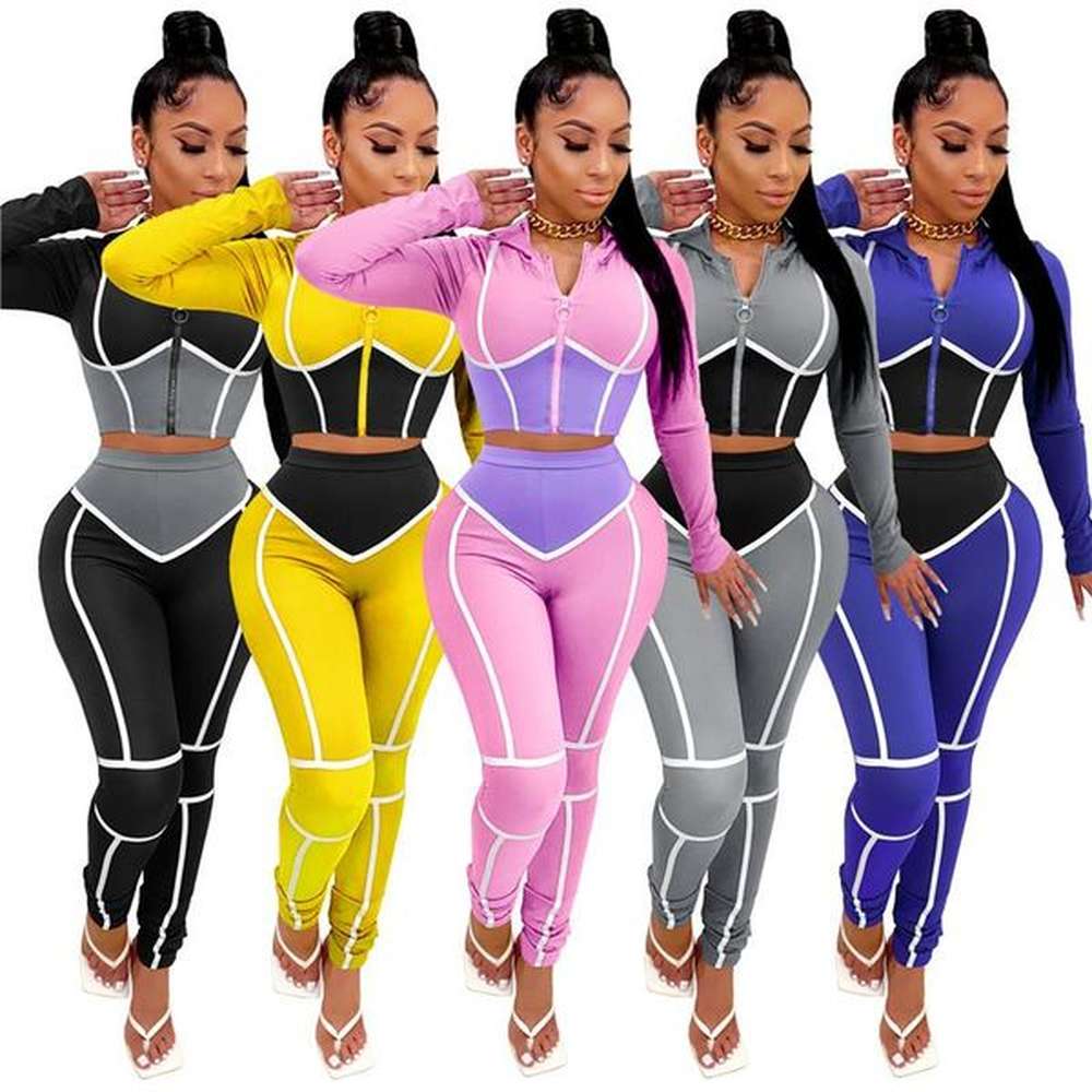 womens tracksuits autumn women piece set patchwork hooded top