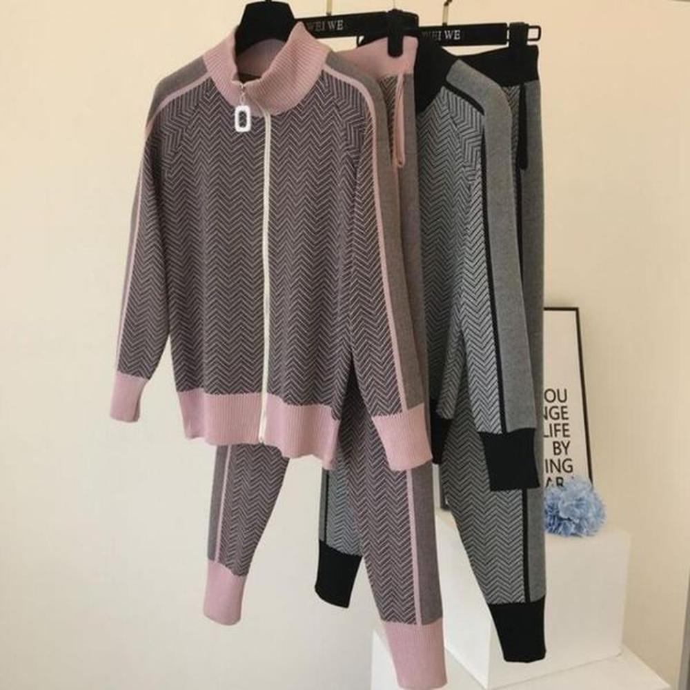 womens tracksuits knitted piece sets fall winter long sleeve