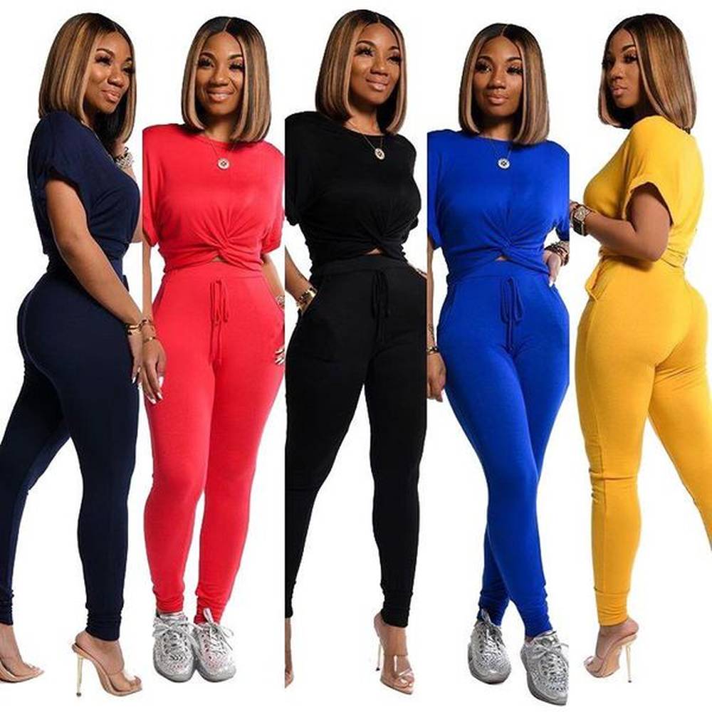 womens tracksuits summer women street two piece set top and