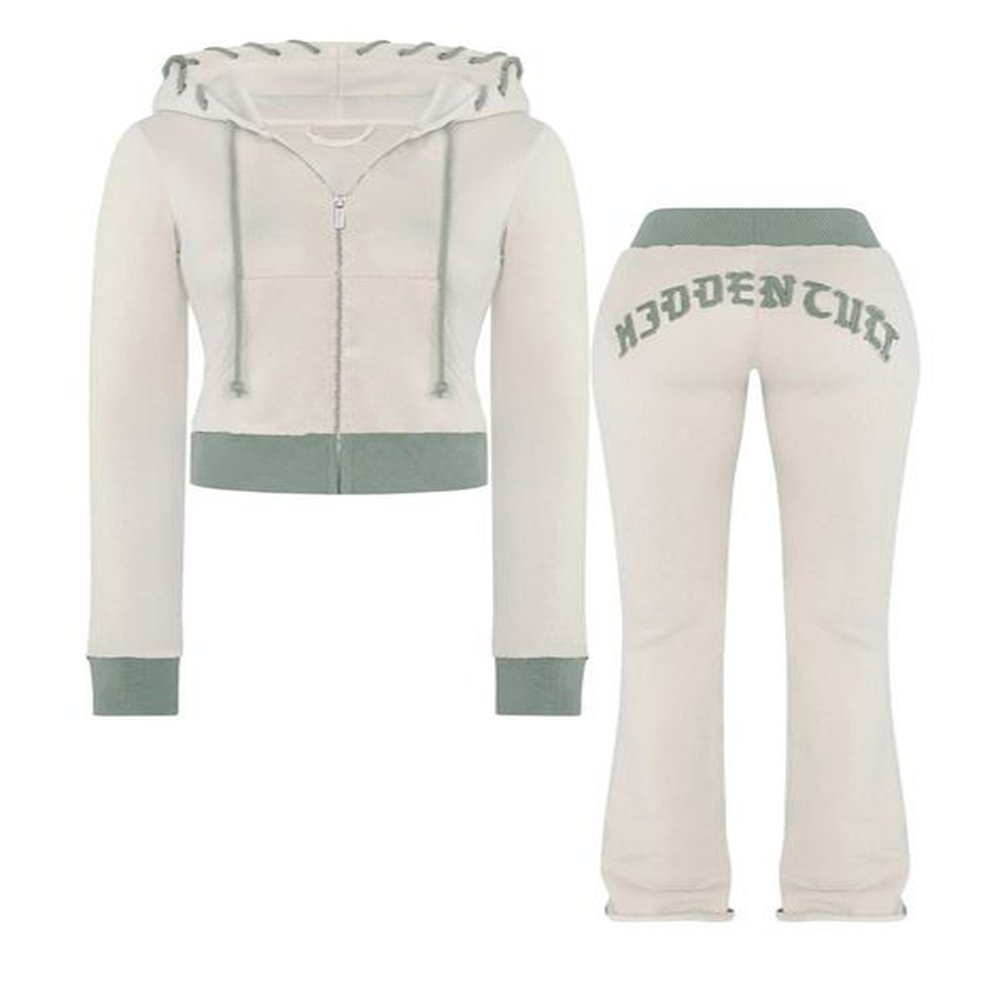 womens tracksuits womens embroidered decal printed hooded sweatshirt zipper yk