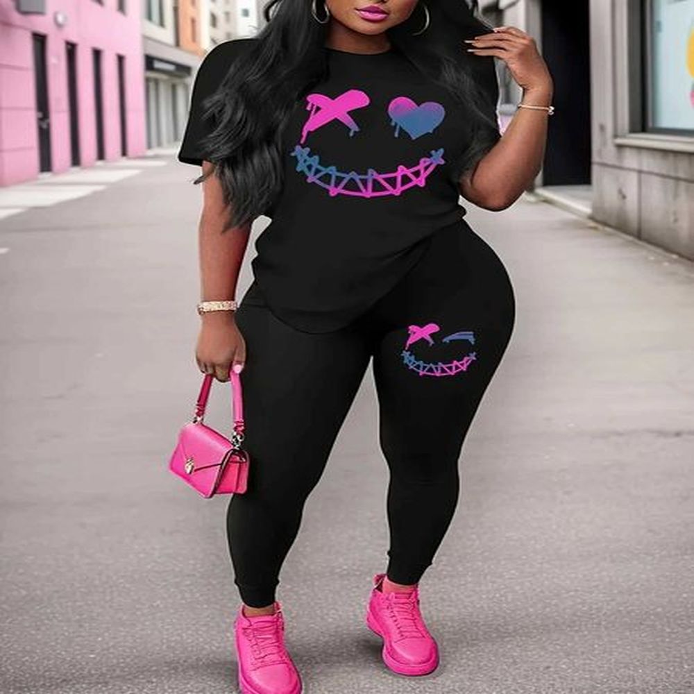 womens tracksuits womens sports outfit set plus size abstract figure