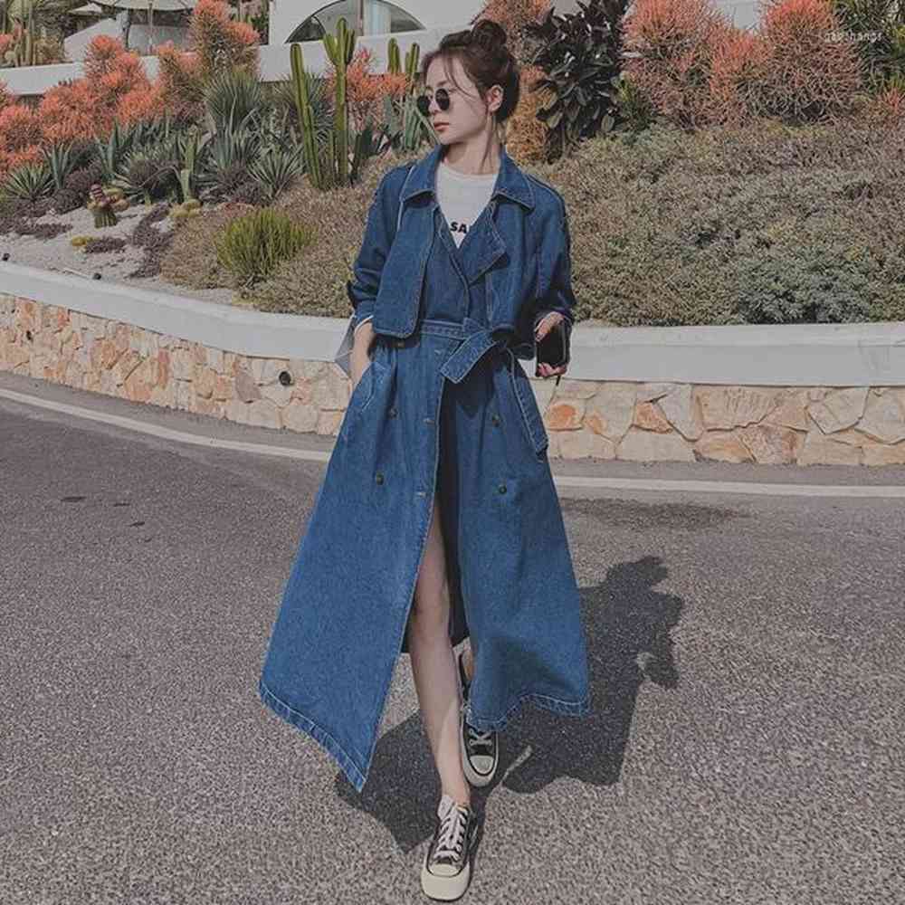 womens trench coats womens england style long oversize denim coat