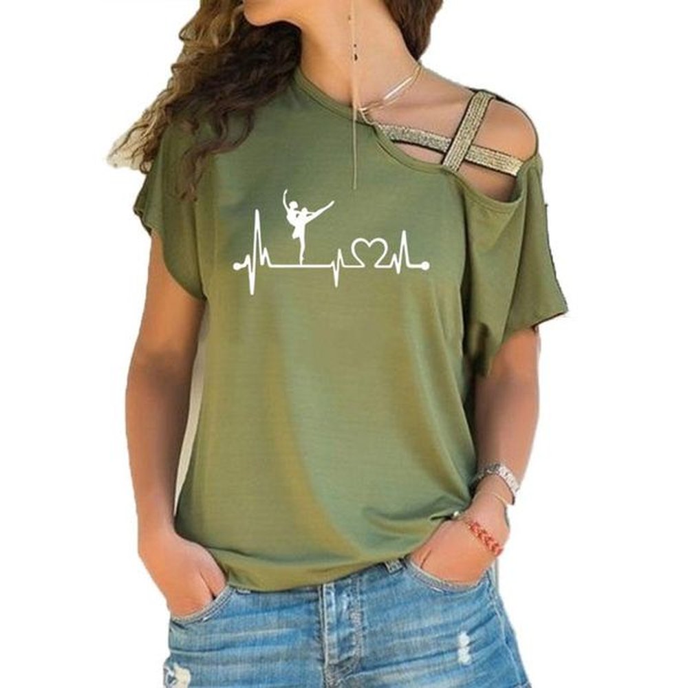 womens tshirt ballet ballerina dance heartbeat loose irregular women sexy