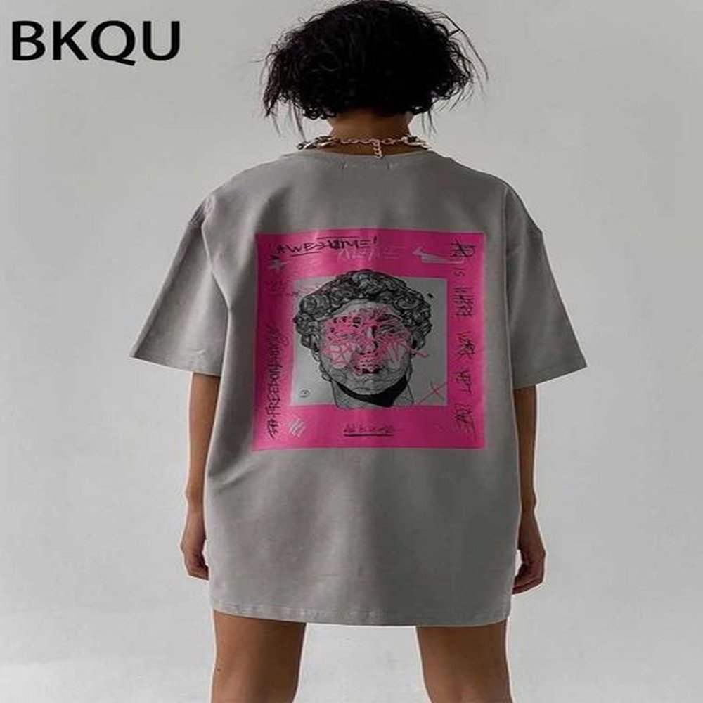 womens tshirt bkqu loose womens tshirt fashionable printed short