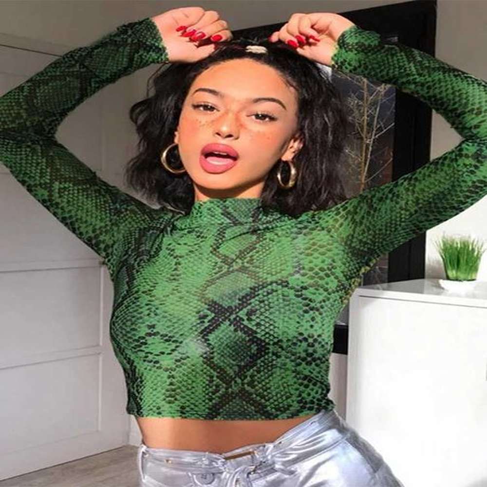 womens tshirt casual green serpentine tshirt womens mesh top long