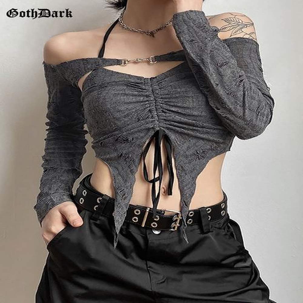 womens tshirt goth dark vintage mall gothic drawstring women tshirts
