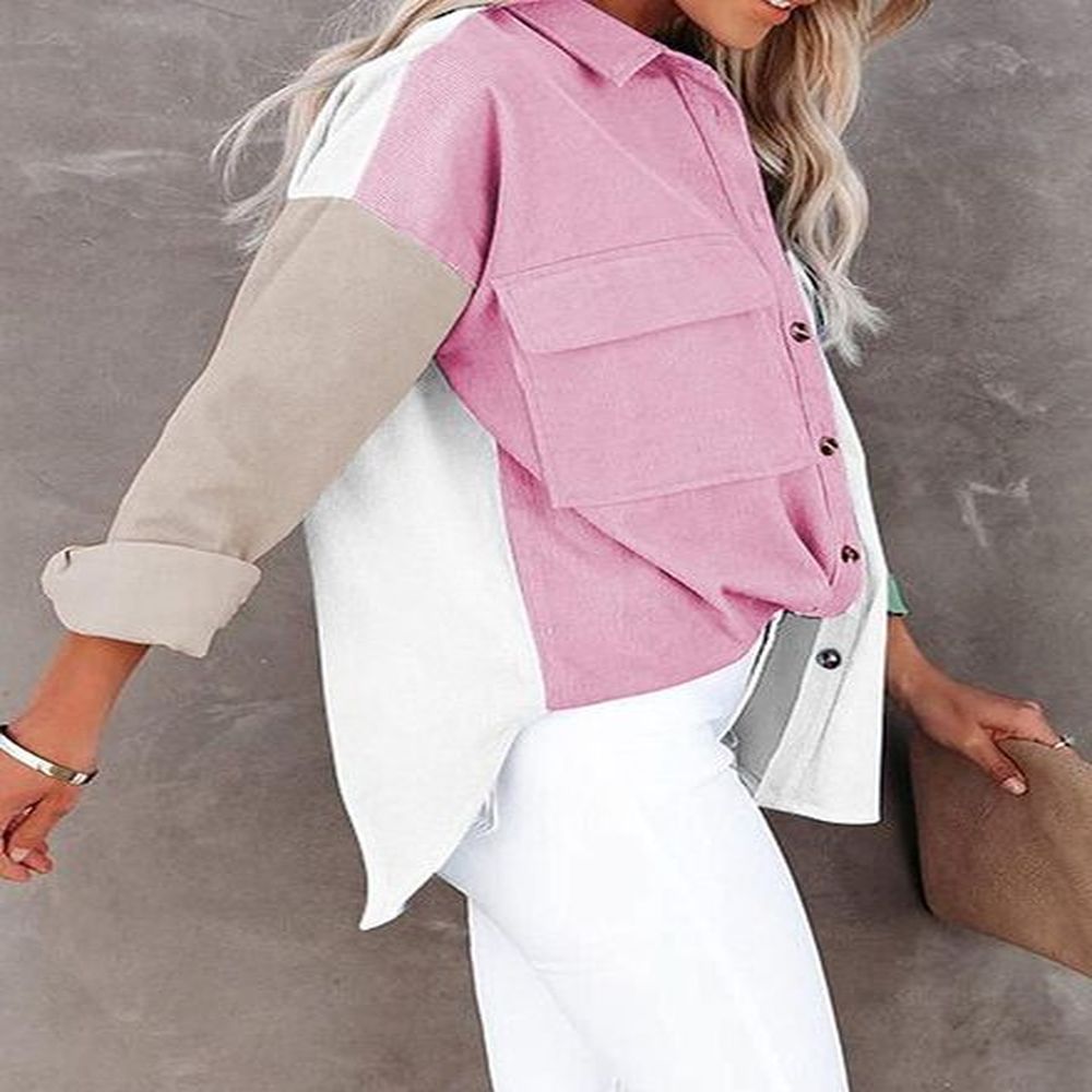 womens tshirt women corduroy long sleeve button down collared shirt