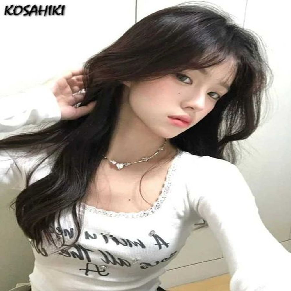 womens tshirt women sexy yk aesthetic patchwork lace tshirt korean