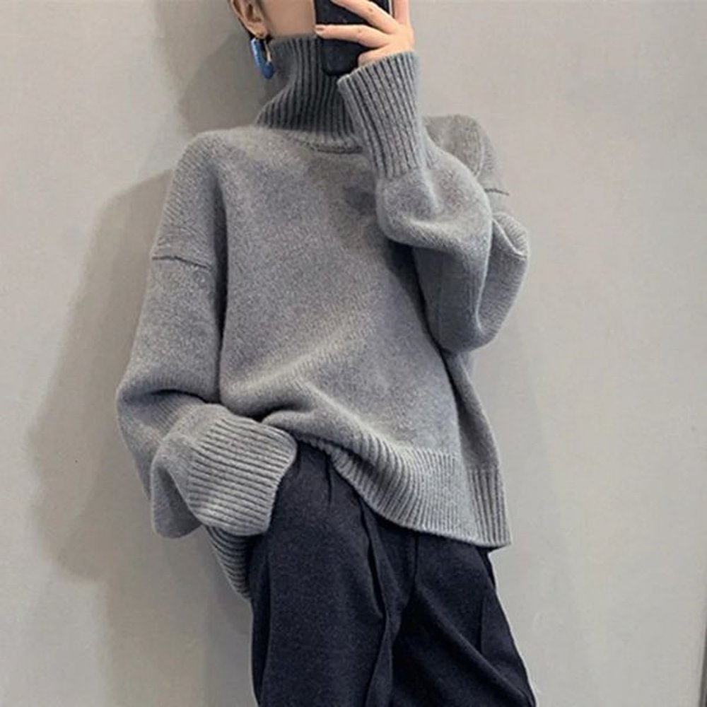 womens turtleneck sweater oversize winter vintage knitted red pullover women