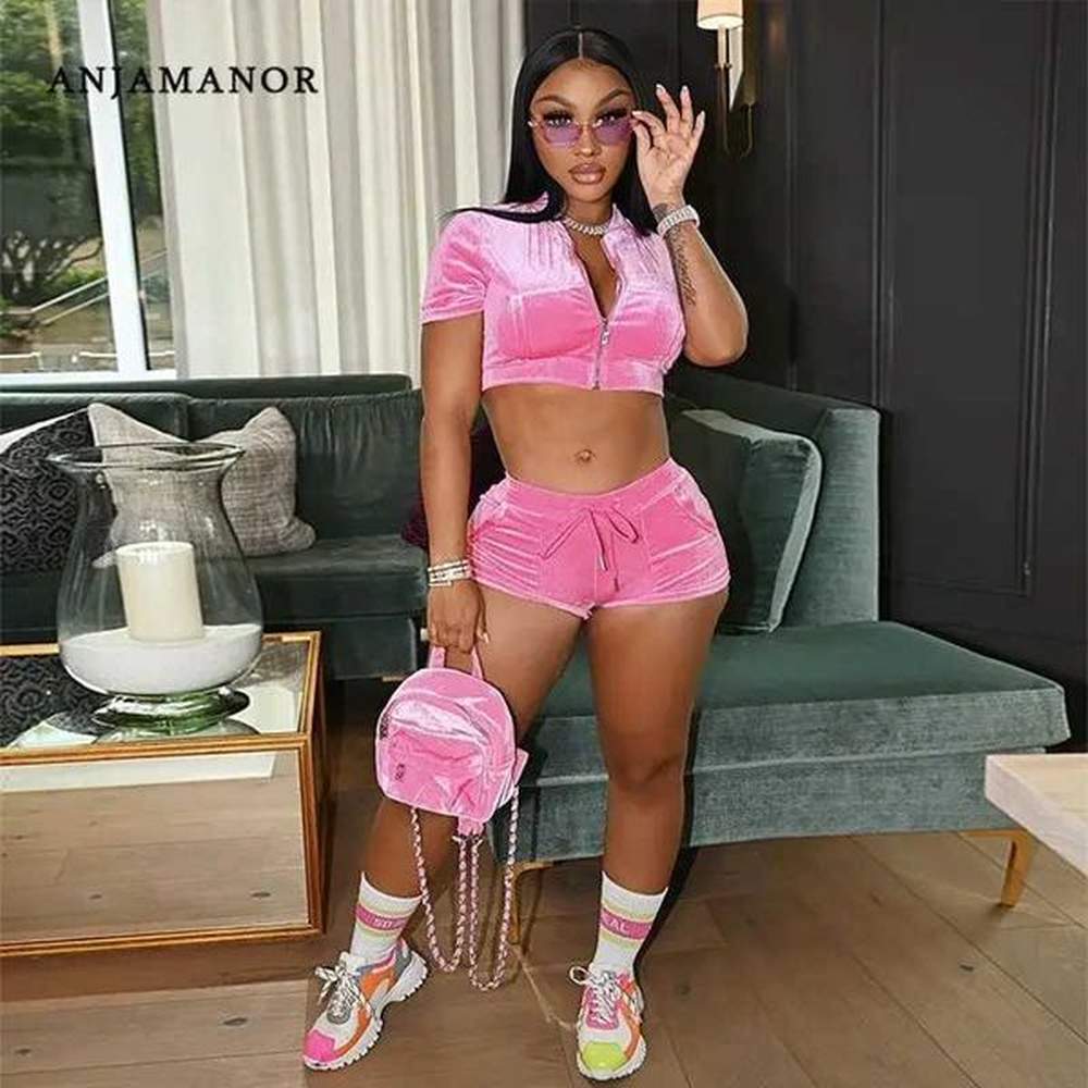 womens two piece pants anjamanor sexy two piece set zip