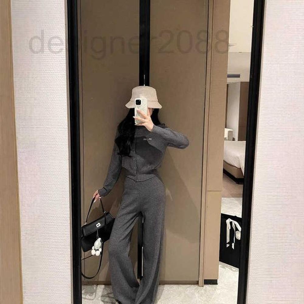 womens two piece pants designer autumnwinter new knitted cardigan