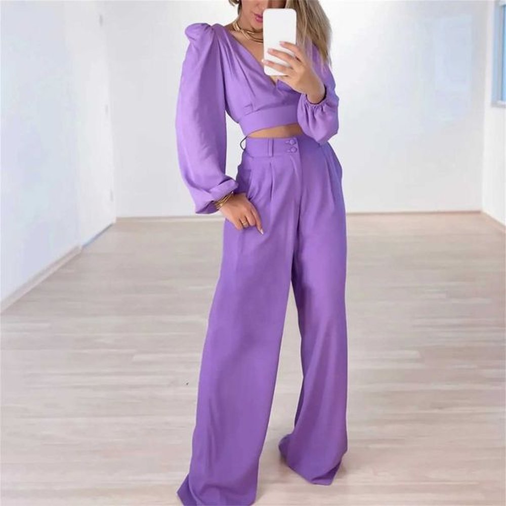 womens two piece pants fall womens casual outfit v neck