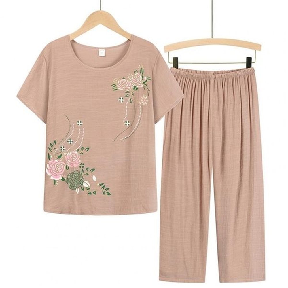 womens two piece pants summer women homewear set short sleeve