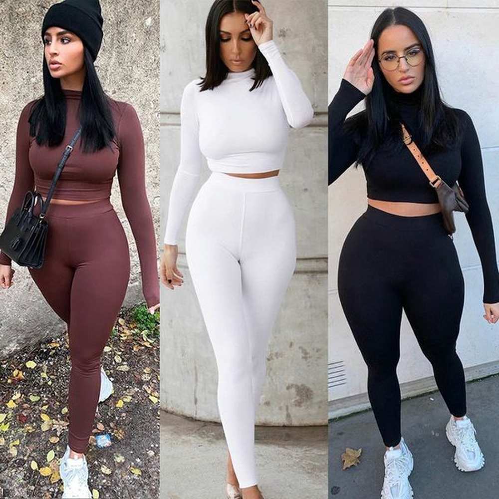 womens two piece pants two piece sets women solid autumn