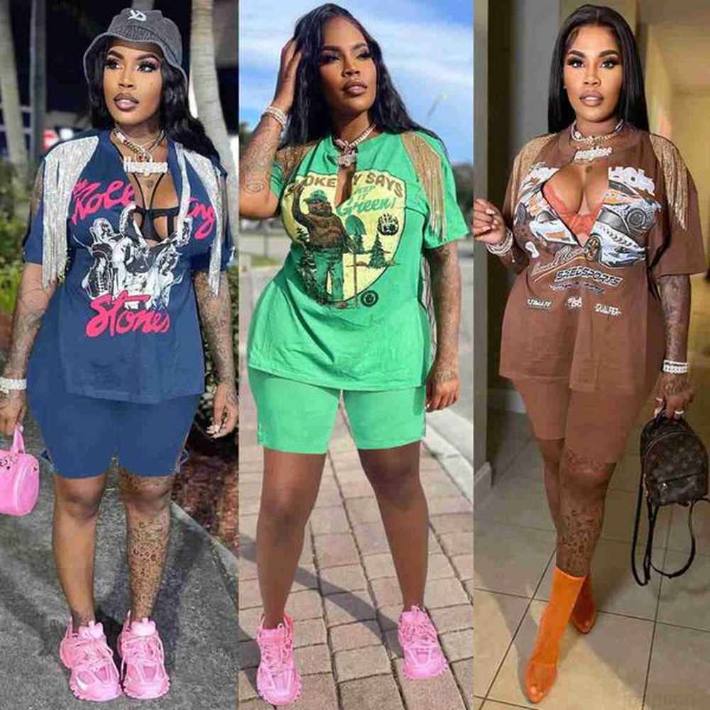 womens two piece pants womens summer new print hip hop