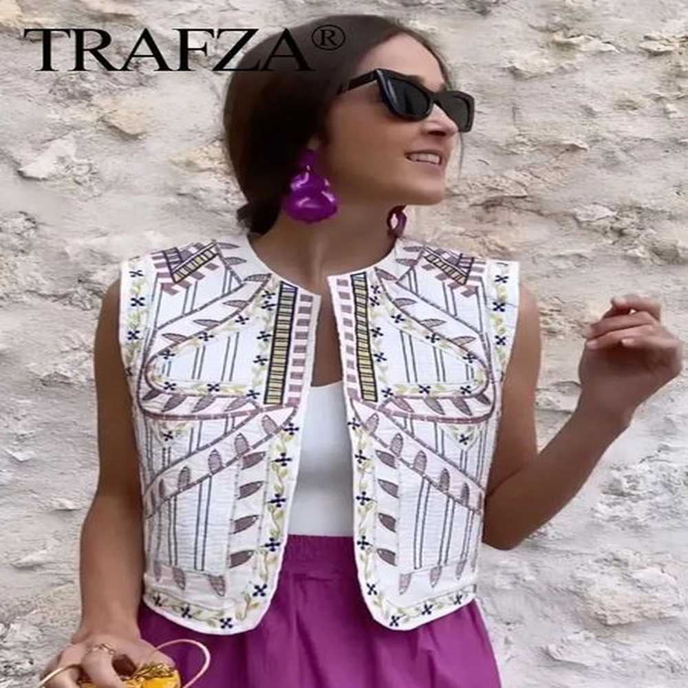 womens vests trafza women fashion yk vintage floral embroidery vest